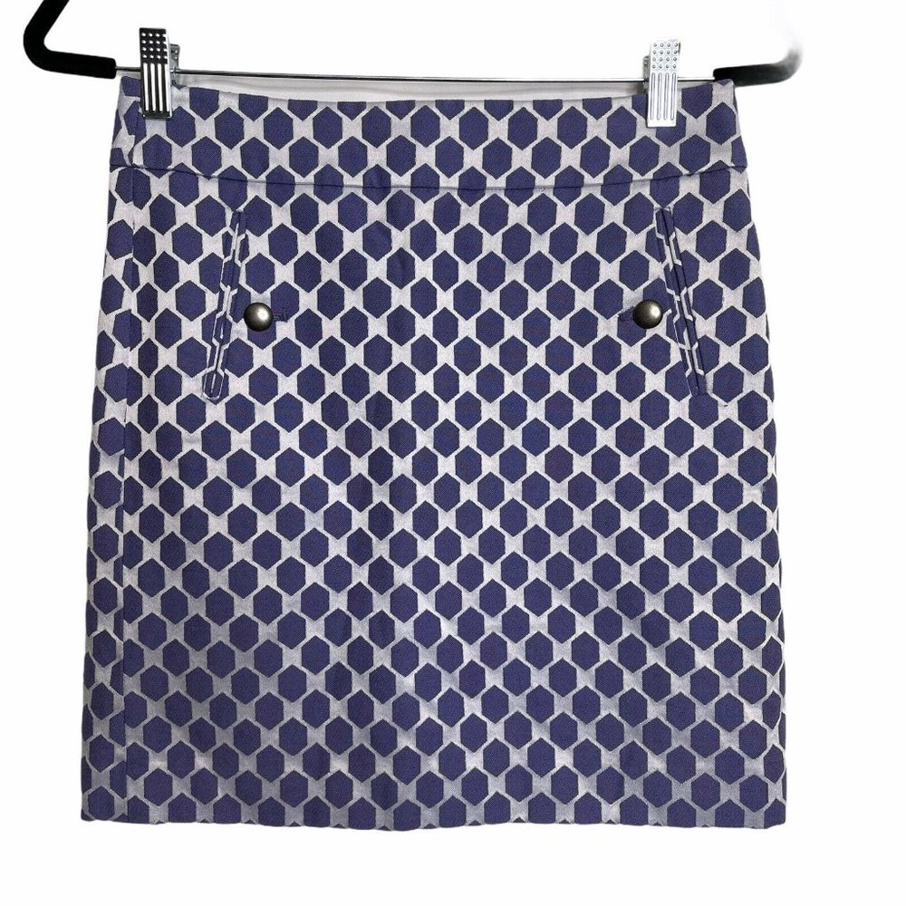 Loft Petites Purple Geometric Design Pencil Skirt